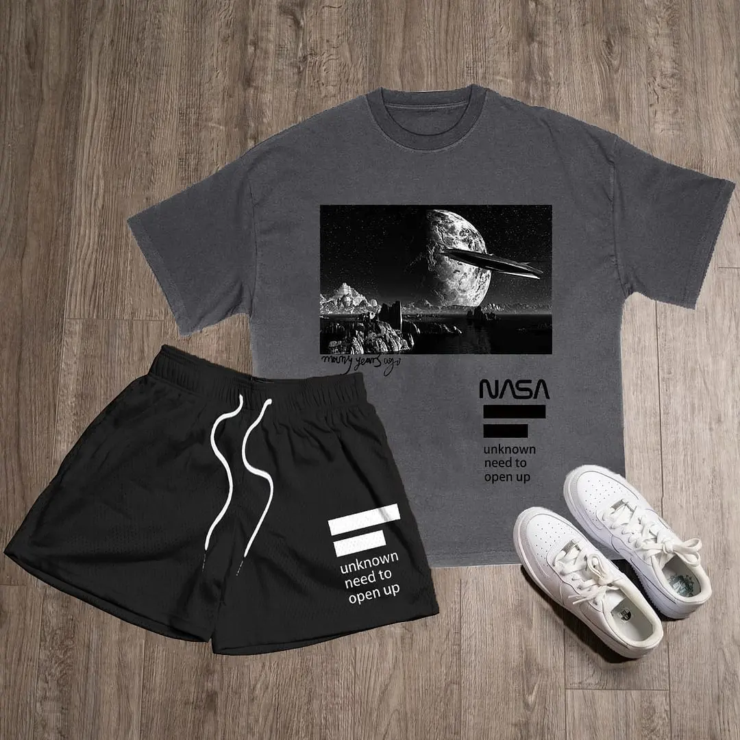 Summer Printed Street Men's Clothing Daily Outdoor T-shirt Shorts Two-piece Beach Outfit Unisex Casual Couple Outfit 2023 New