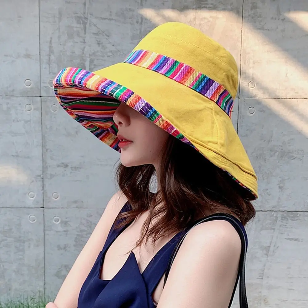 

Women's Hat Bucket hat Panamanian Women Four Seasons Fisherman Hat Big Brim Hat Double-Sided Fisherman Hat Sun Visor Sunhat