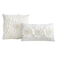 solid color handmade flowers pillowcase model house eu pink white custom cushion cover sofa backrest car lumbar throw pillows