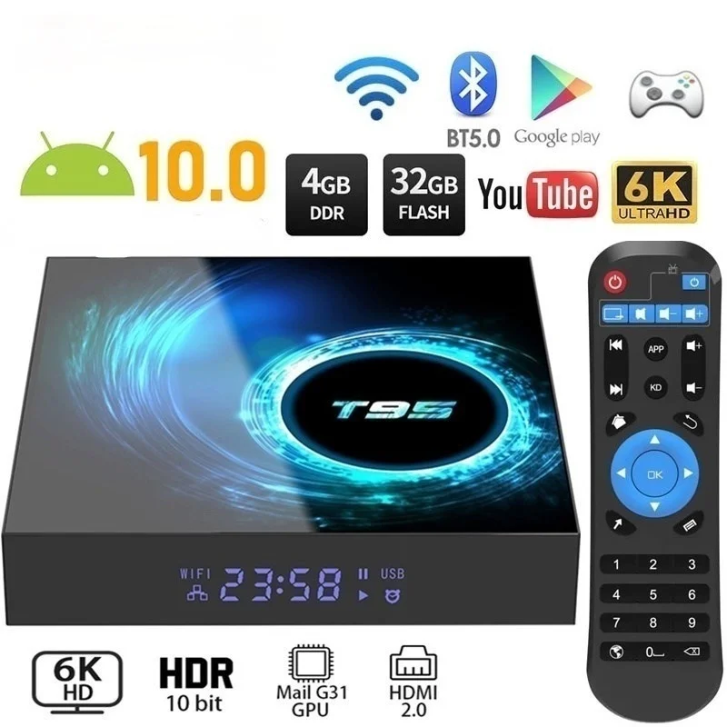 

2022 New 6K for Youtube Media Player 2.4g Wifi TVBOX Android Set-Top 2GB 4GB Set Smart TV Box Android 10.0 4G 64GB Mi Stick Iptv