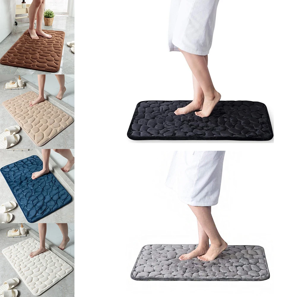 

Bathroom Bath Mat Cobblestone Embossed Non Slip Mat In Bathtub Floor Rug Shower Room Doormat Memory Foam Cobblestone Mat
