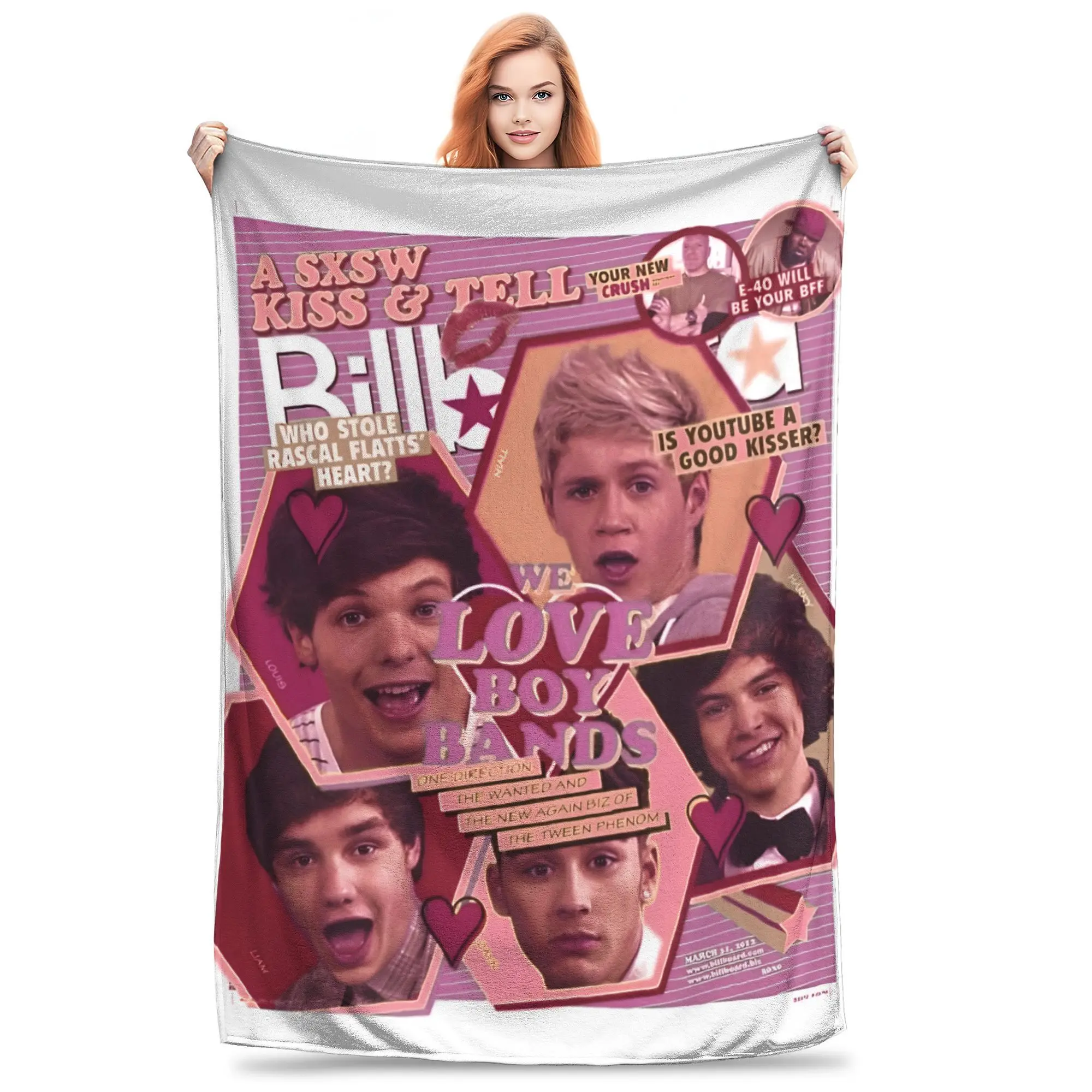 Ones Music and Directions Pink Poster Blanket Cover Flannel Heavy Metal Super Warm Throw for Bedding Couch Bedroom Quilt