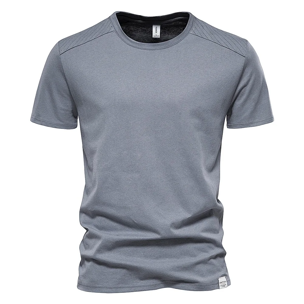 2022 Men's Solid Color Short-sleeved T-shirt European and American Casual Summer Comfortable Short-sleeved T-shirt Top
