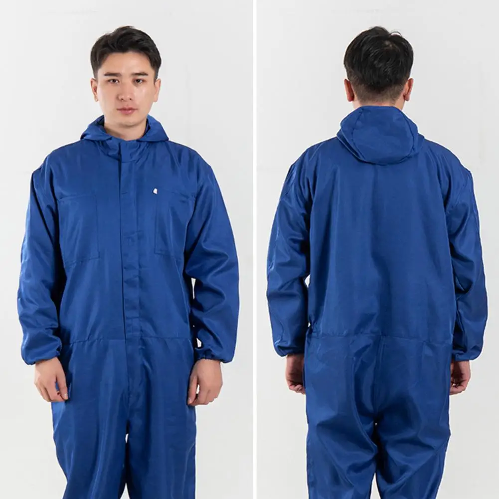 

Work Jumpsuit Waterproof Sweat-absorbing One-Piece Romper Elastic Cuff Multiple-Pockets Anti-static Men Coveralls Work Uniform