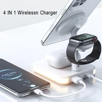 30w 3in1 magnetic wireless charger led intelligent stand for iphone 13 12 11 xr 8 watch iwatch 3 in 1 qi fast charging station