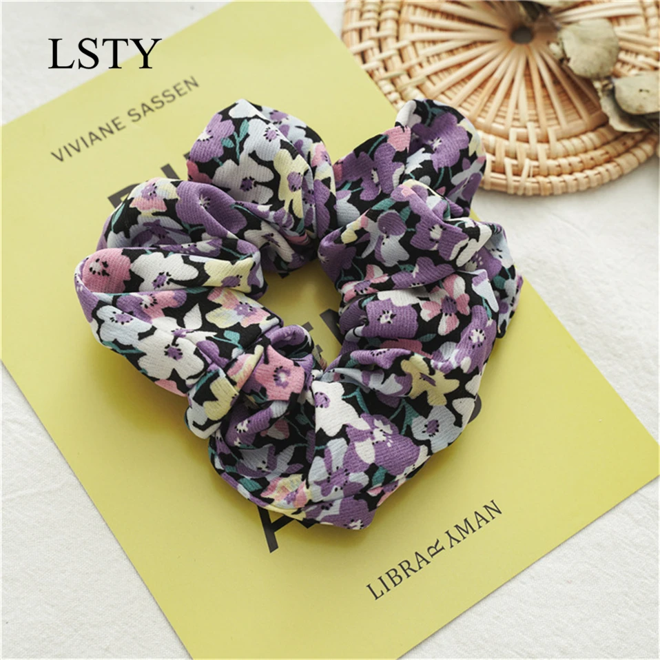 

2023 New Purple Series Hair Accessories Summer Floral Large Intestine Circle Headband Wild Girl Ponytail Hair Circle Headdress