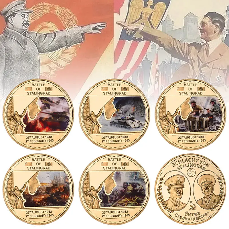 

Battle of Stalingrad Gold Plated Commemorative Coins Military Challenge Coin Russia Soviet Army Medal Collectible Gifts for Him