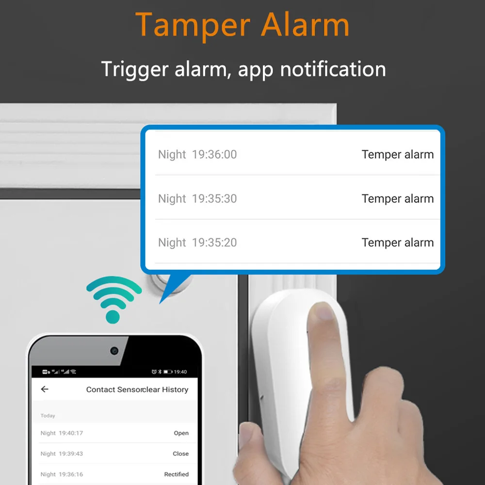 Tuya Smart ZigBee Wi-Fi Беспроводной датчик двери и окна Тампер Тревога Открыто Закрыто