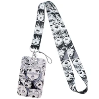 japanese anime cute expression lanyards chain id credit card cover pass mobile phone charm neck straps badge holder key ring