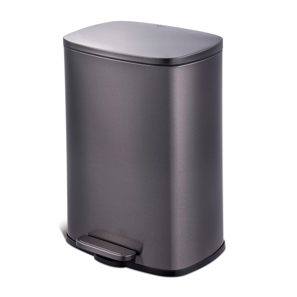 

Qualiazero 13.2 Gallon Trash Can, Rectangular Step On Kitchen Trash Can, Black