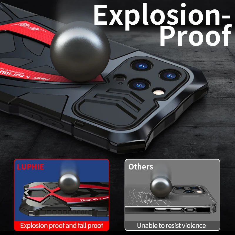Luphie Metal Full Protect Armor Чехлы для телефонов Iphone 16 15 14 13 11 Pro XS Max X XR 8 7 SE Противоударный
