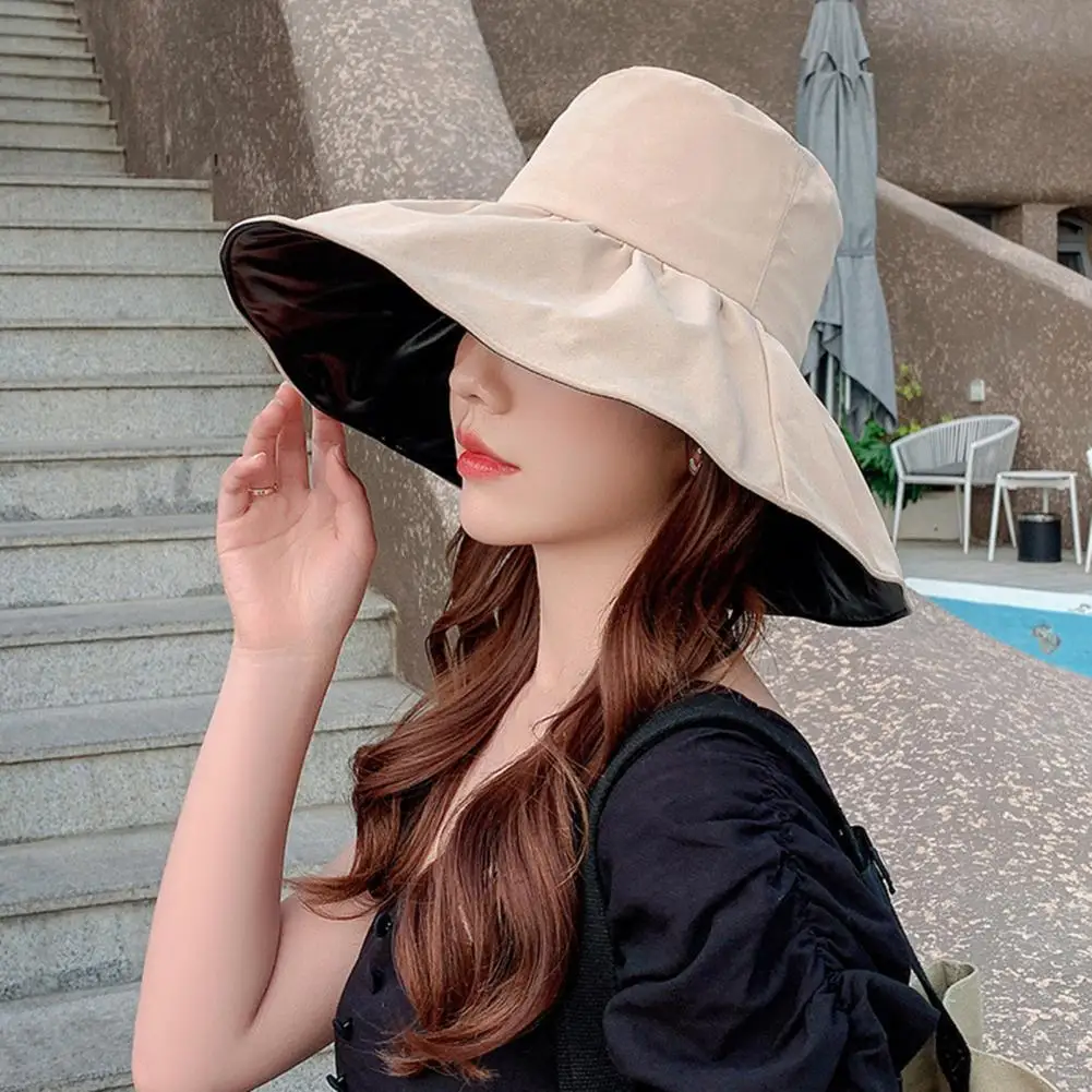 

Fisherman Hat Practical Vinyl Good-looking Heat Resistant Anti-UV Sun Hat Female Supply Women Cap Women Fisherman Hat