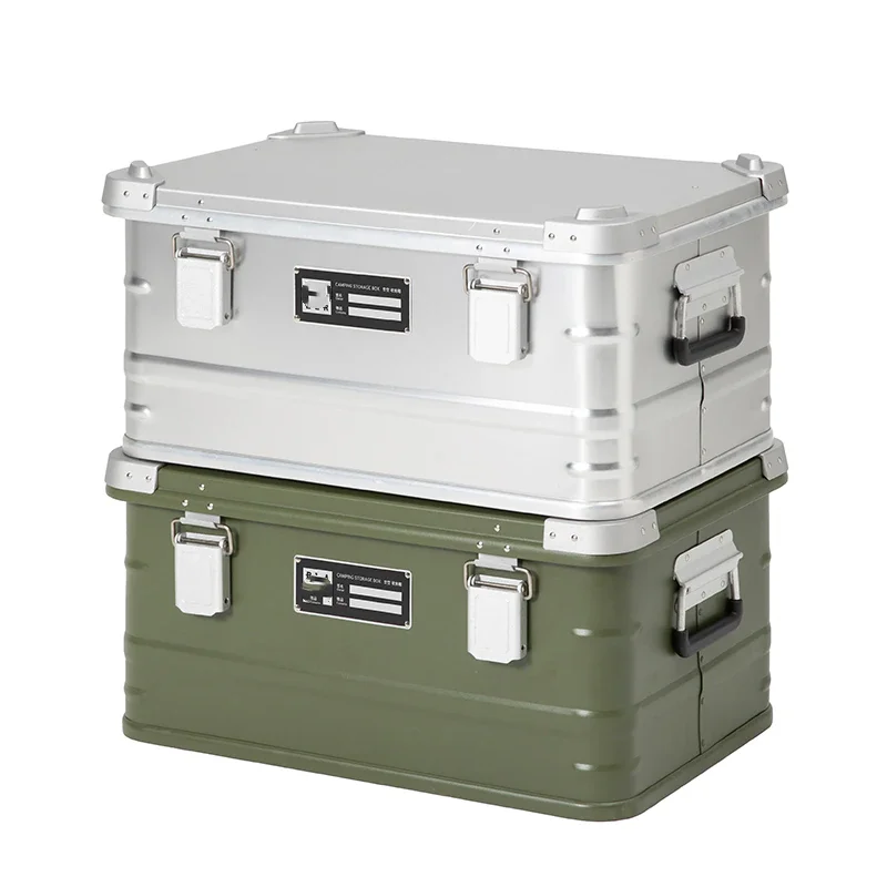 

DUTRIEUX 47L Aluminum Alloy Box Outdoor Camping Storage Box Large Capacity Moving Travel Sundries Trunk Portable Box