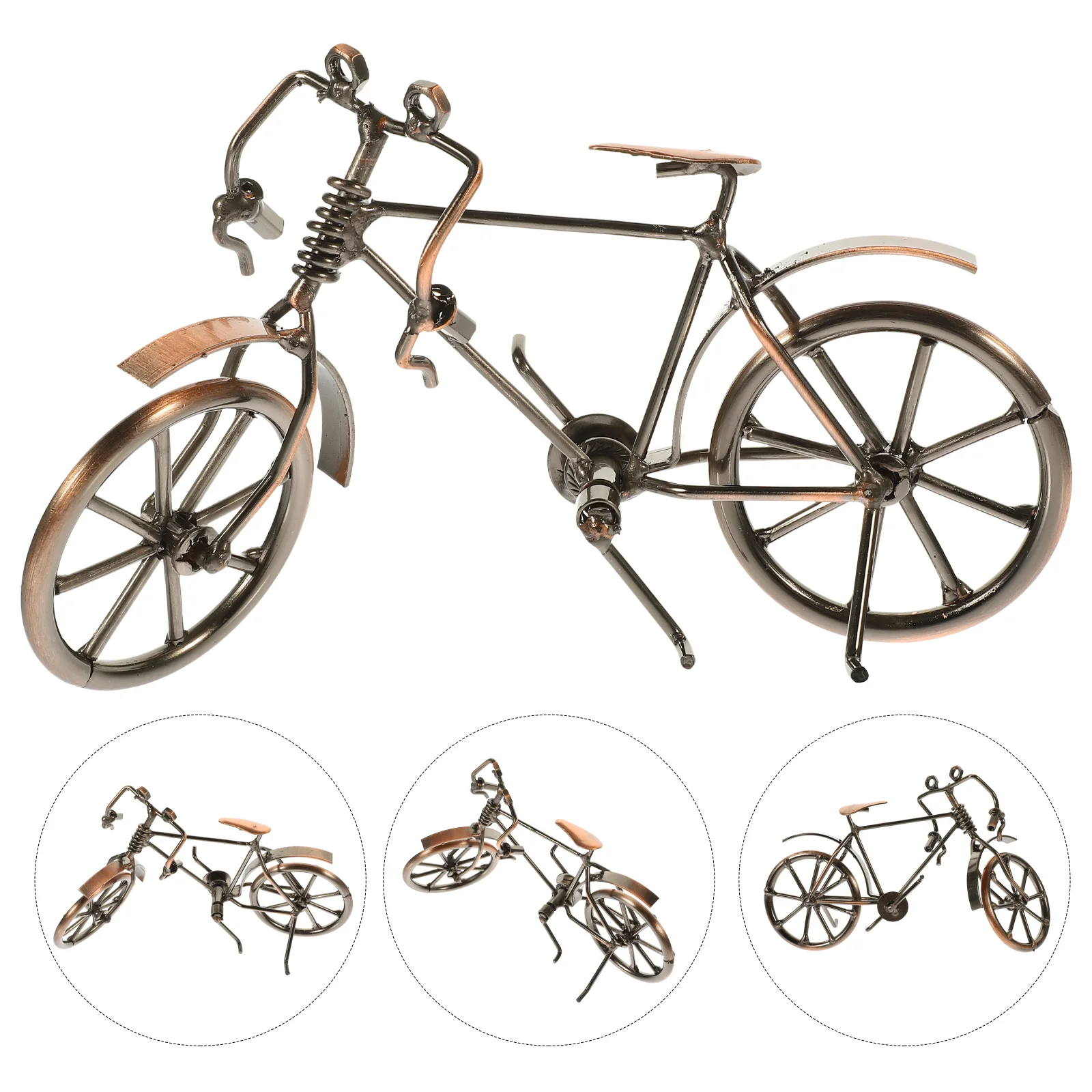 

Bike Model Craft Lifelike Adornment Small Metal Ornament Simulation Mini Sculpture Vintage Style Minibike