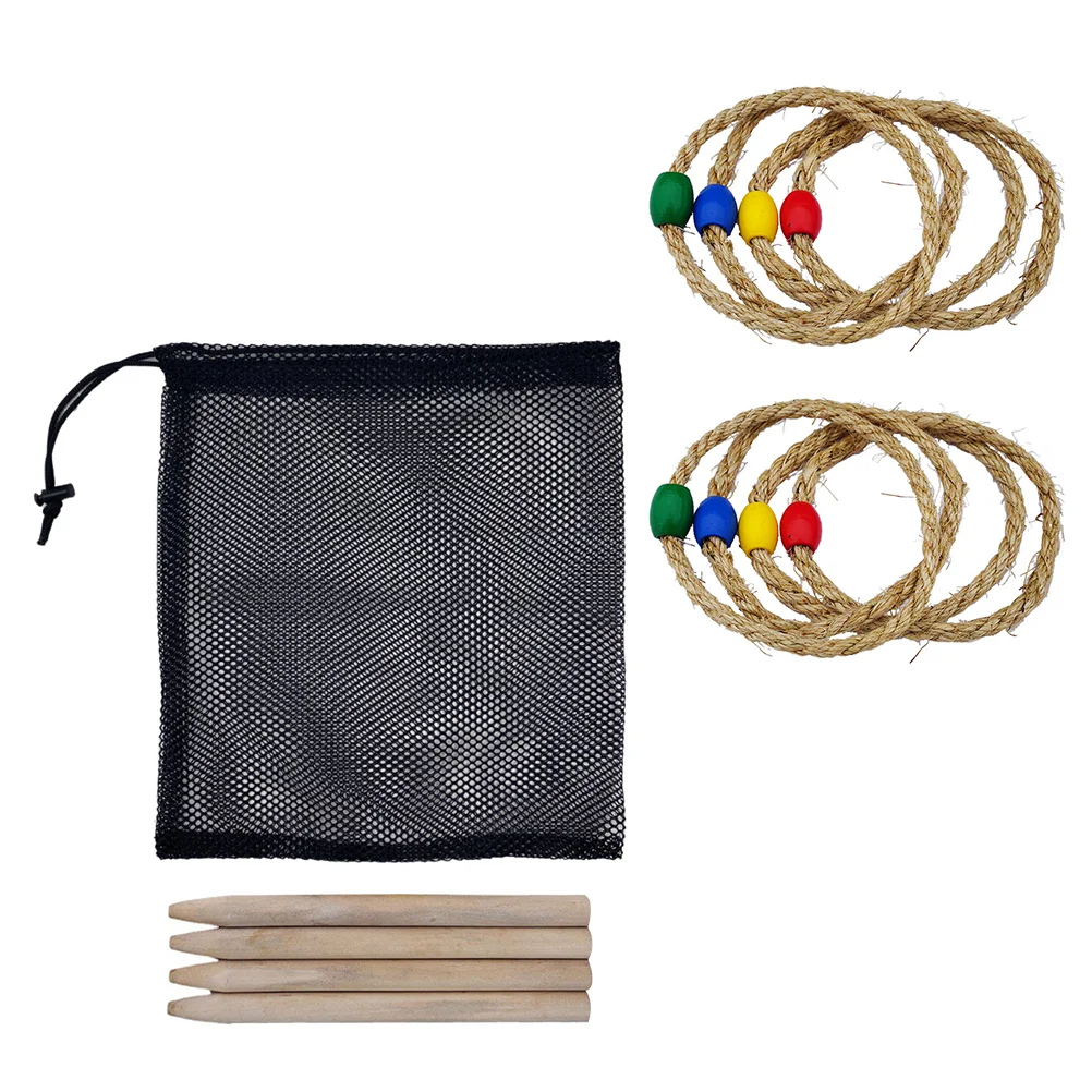 

Twine Rope Toys Outdoor Play Kids Wooden Ring Toss Game Children Throwing Rings