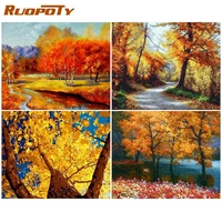 ruopoty painting by number tree wall art diy frame unique gift picture by numbers landscape acrylic on canvas for decoration