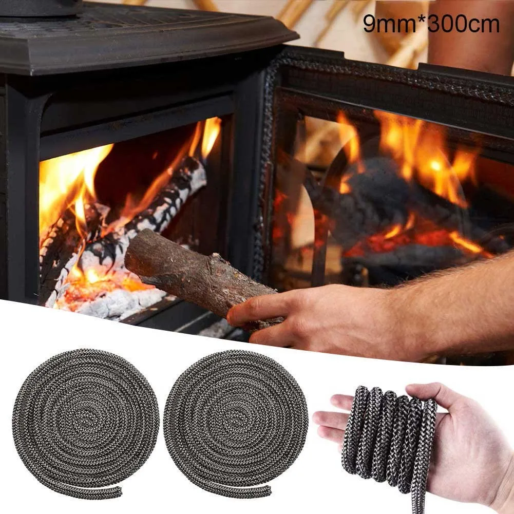 

1pcs Fiberglass Rope Seal Black Stove Fire Rope Wood Burning Stove 9mm 3meters Length Log Burner Door Seal Sealing Rope Parts