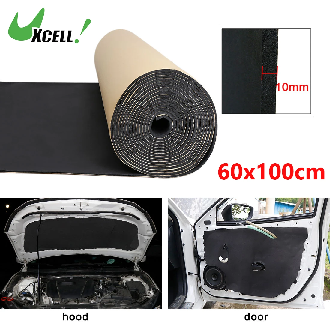

Uxcell 10mm 60cmx100cm Car Deadening Sound Insulation Floor Tailgate Anti Heat Deadener Mat Noise Proofing Black