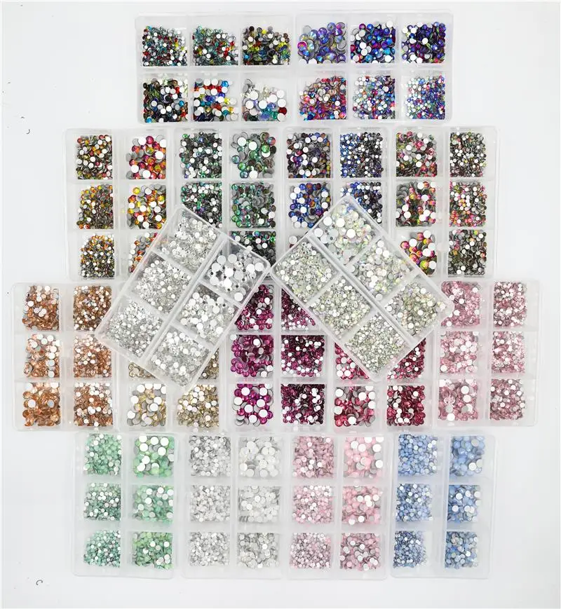 

40 Colors 1200pcs Mix size hotfix nail art Rhinestone Crystal SS6-SS30 Glass Strass Non Hot fix Rhinestones Decoretion