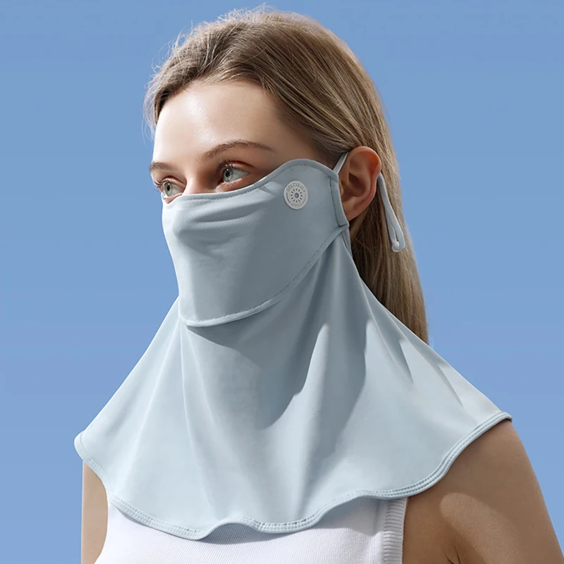 

Women Summer Sunscreen Cycling Mask Scarf Neck Gaiter Ice Silk Full Face Covers Breathable With Earloop Bandana Outdoor Anti-UV