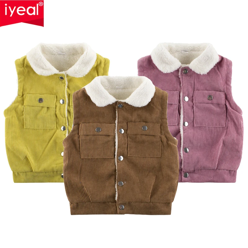 

IYEAL Winter Autumn Children Vests Warm Waistcoats For Boys & Girls plus velvet Thicken Coats Kids Outerwear Vest