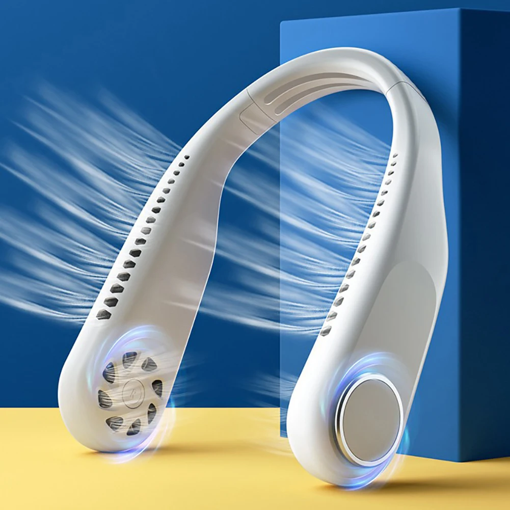

USB Silent Hanging Neck Fan 3 Gears Leafless Hands-free Sports Personal Wearable Fans Low Wind Noise Ventilator