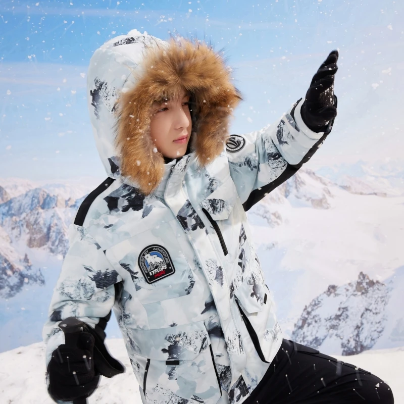 Детский пуховик BOSIDENG теплые утепленные куртки с воротником из натурального меха