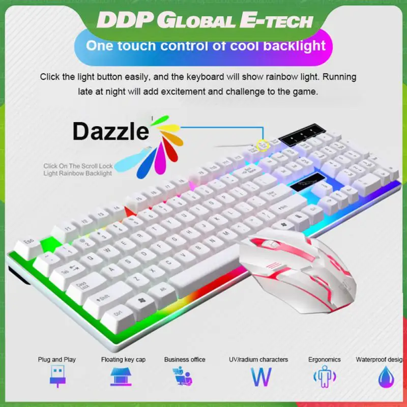 

Cool Backlight Gaming Mouse 104 Keys Mechanical Wired Keyboard Mouse Usb Luminous Color Keycap Gamer Keyboard And Mouse