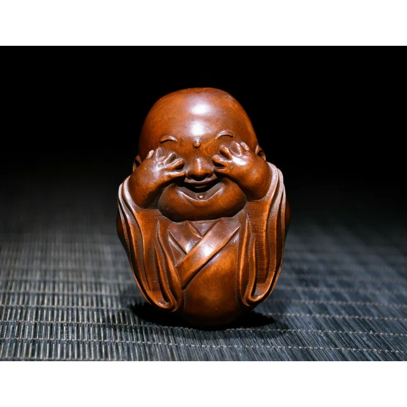 

Chinese Exquisite and Natural Boxwood Handmade Figure Statue ， 65*45*40mm