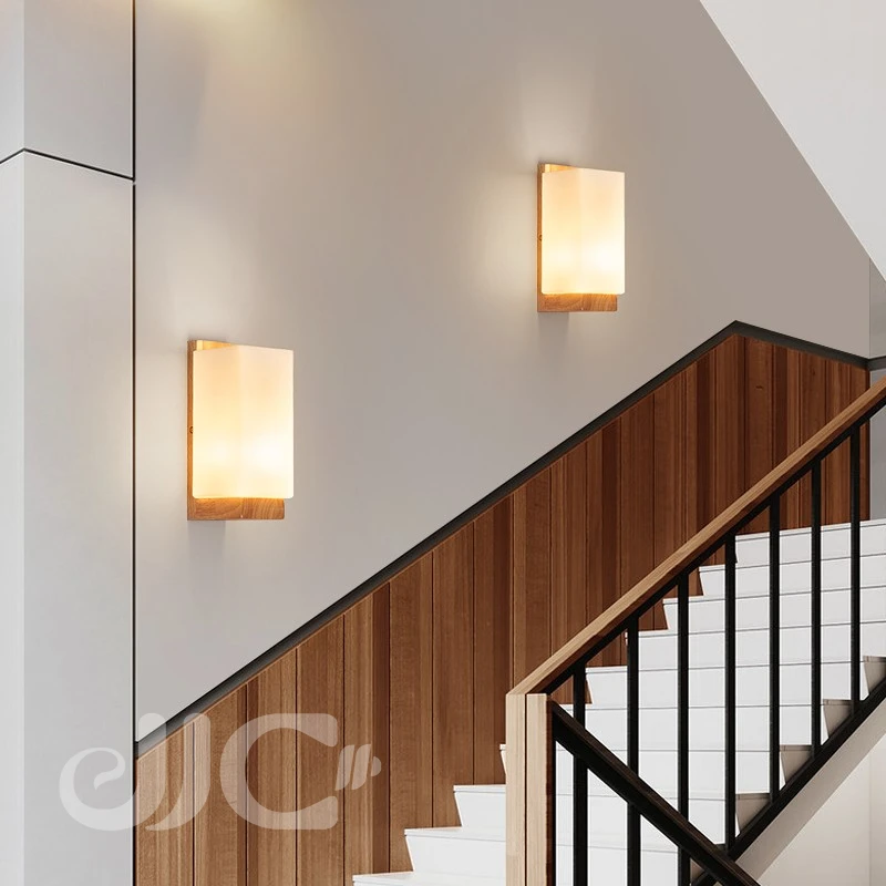 

JJC Wood Light Creative Chinese Garden Hotel Wall Lamp Nordic Creative Bedroom Bedside Lamp Background Wall Light