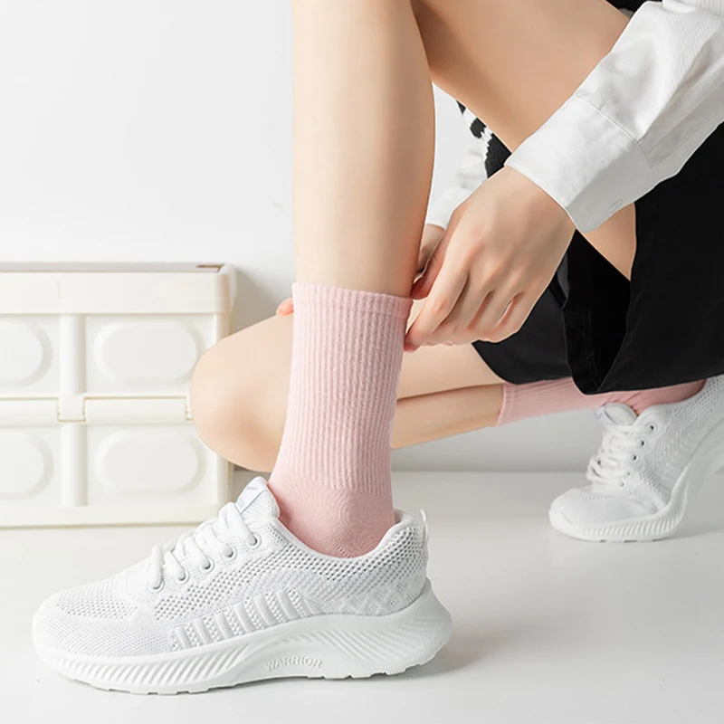 Women's Socks Four Seasons Fashion Cute Candy Sock 40+ Colors Stretch Soft Fit Basic Daily Sox Breathable Comfortable Sokken