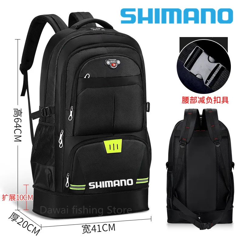 

2022 SHIMANO 56L-76L Nylon Waterproof Trekking Fishing Hunting Bag Backpack Outdoor Rucksacks Sports Camping Hiking Fishing Bag