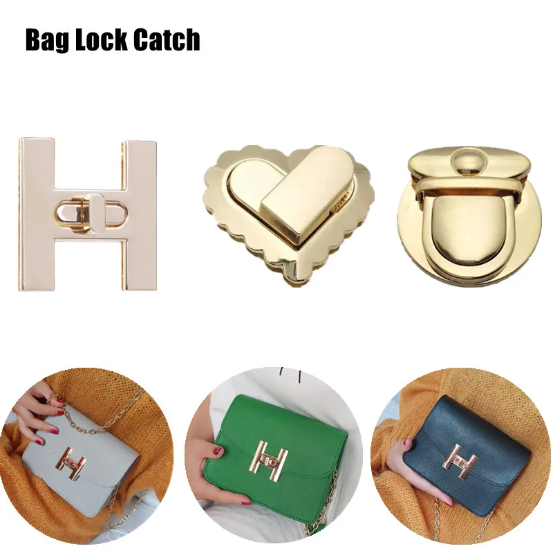 4 Styles Hardware Bag Lock Catch Handbag Snap Clasps Turn Twist Lock for Shoulder Bag Metal Buckle DIY Closure Locks Accessories