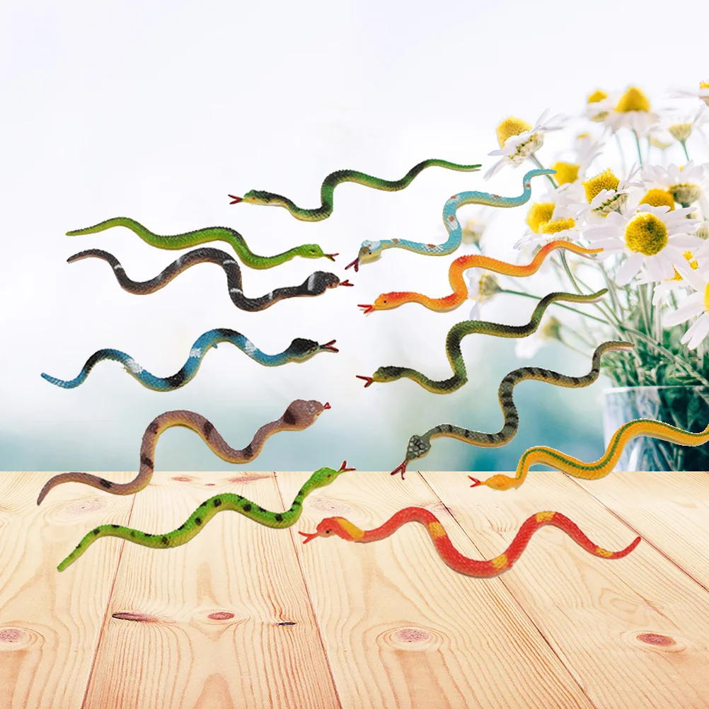 

12pcs PVC Rubber Snake Artificial Rubber Faux Snake Model High Simulation Snake Funny Toy Prank Prop for Halloween Apirl Fool's