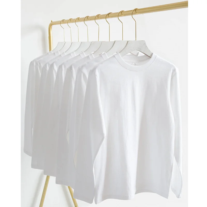 Autumn New 100% Cotton White Black T Shirt Men Causal O-Neck Basic Long Sleeve Harajuku Tops Tees S-3XL