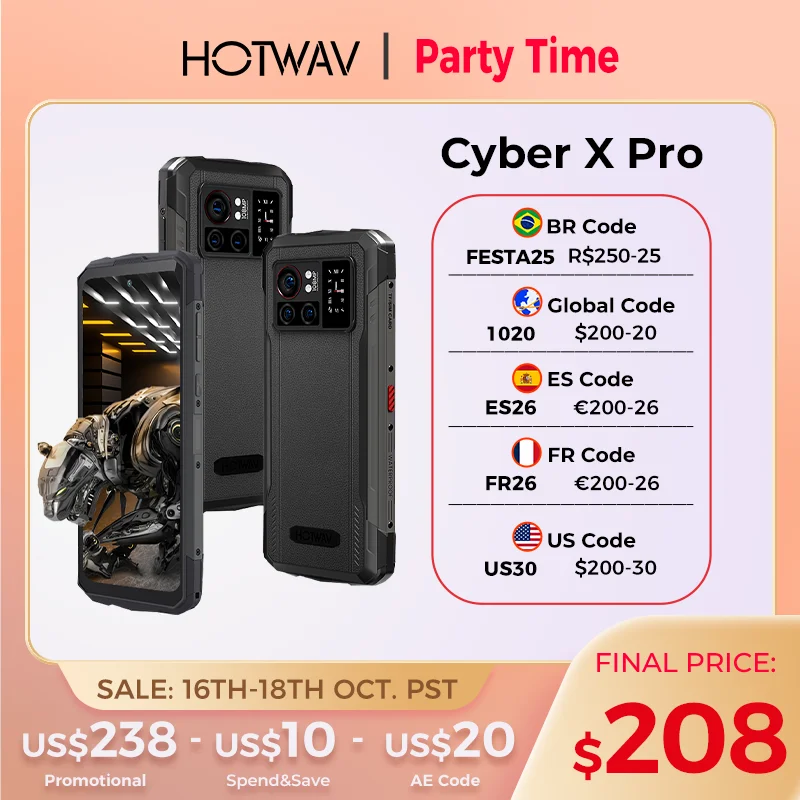 [World Premiere] HOTWAV Cyber X Pro Rugged G99 12GB+256GB 6.78'' FHD+ 90Hz Android 13 108MP 10200mAh Battery 33W Fast Charging