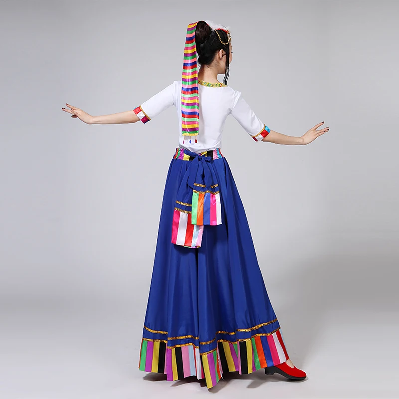 Chinese Traditional Costume Stage Dance Wear Folk Costumes Performance Festival Tibetan Outfit Long Skirts for Women Dancing