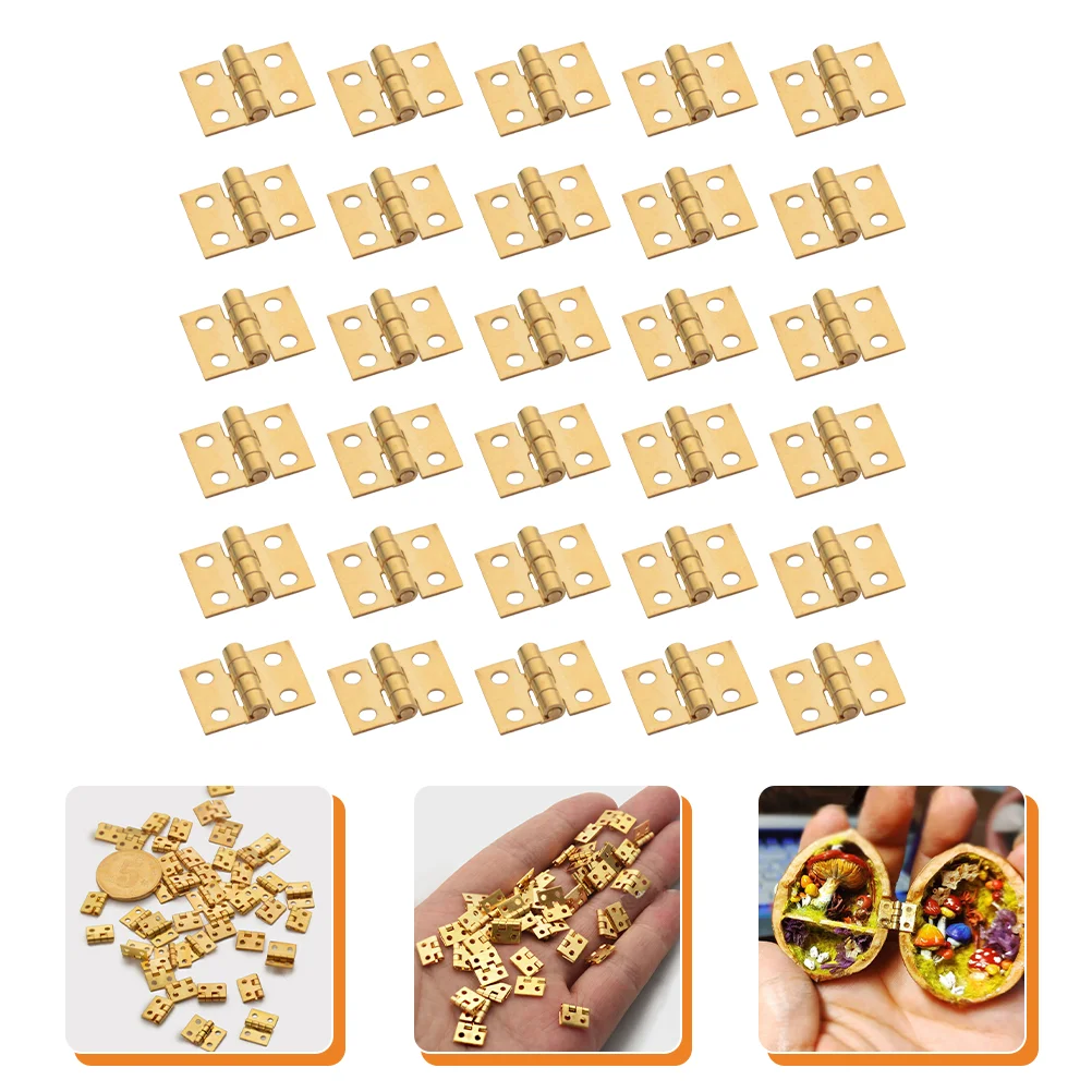 

30 Pcs Mini Hinge Black Hinges Miniature Door Hinges Accessories Small Hinges Craft Copper Flat Black Door Hinge