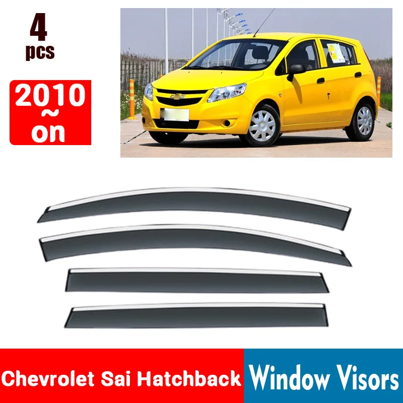 FOR Chevrolet Sai Hatchback 2010-On Window Visors Rain Guard Windows Rain Cover Deflector Awning Shield Vent Guard Shade Cover