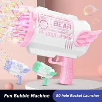 80 holes electric gatling bubble gun machine summer electric soap water bubble machine 2 in 1 children toy for outdoor sports