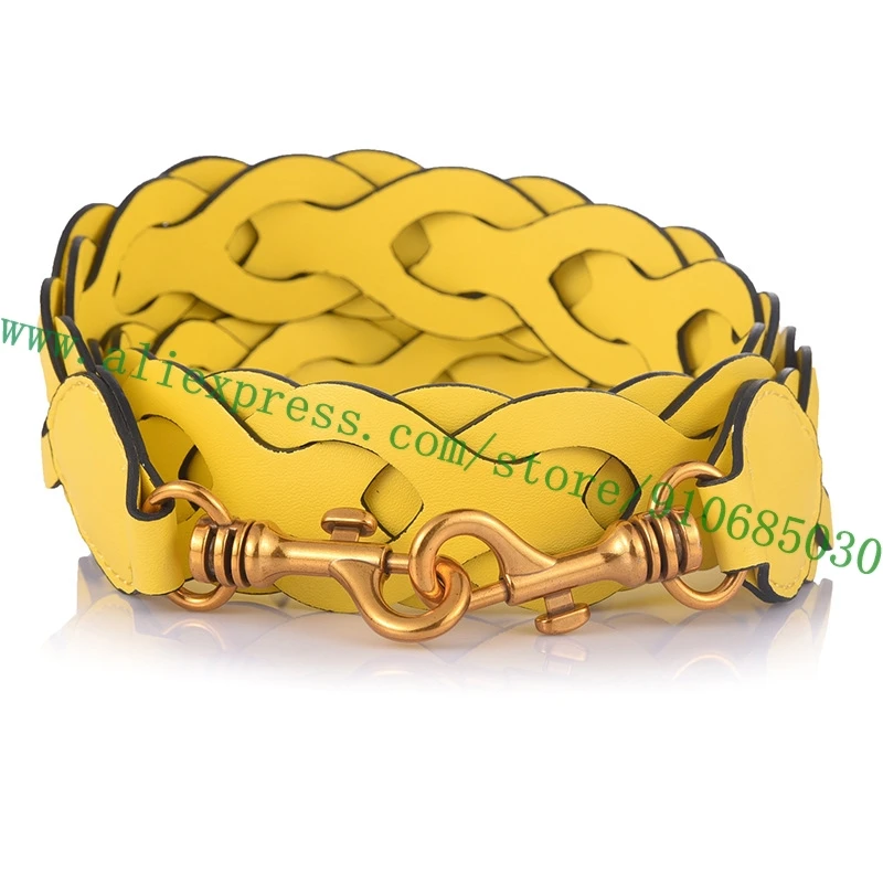 Top Quality Genuine Calfskin Bag Strap For Lady Handbag Women Shoulder Carrying Belt Wavy Twisted