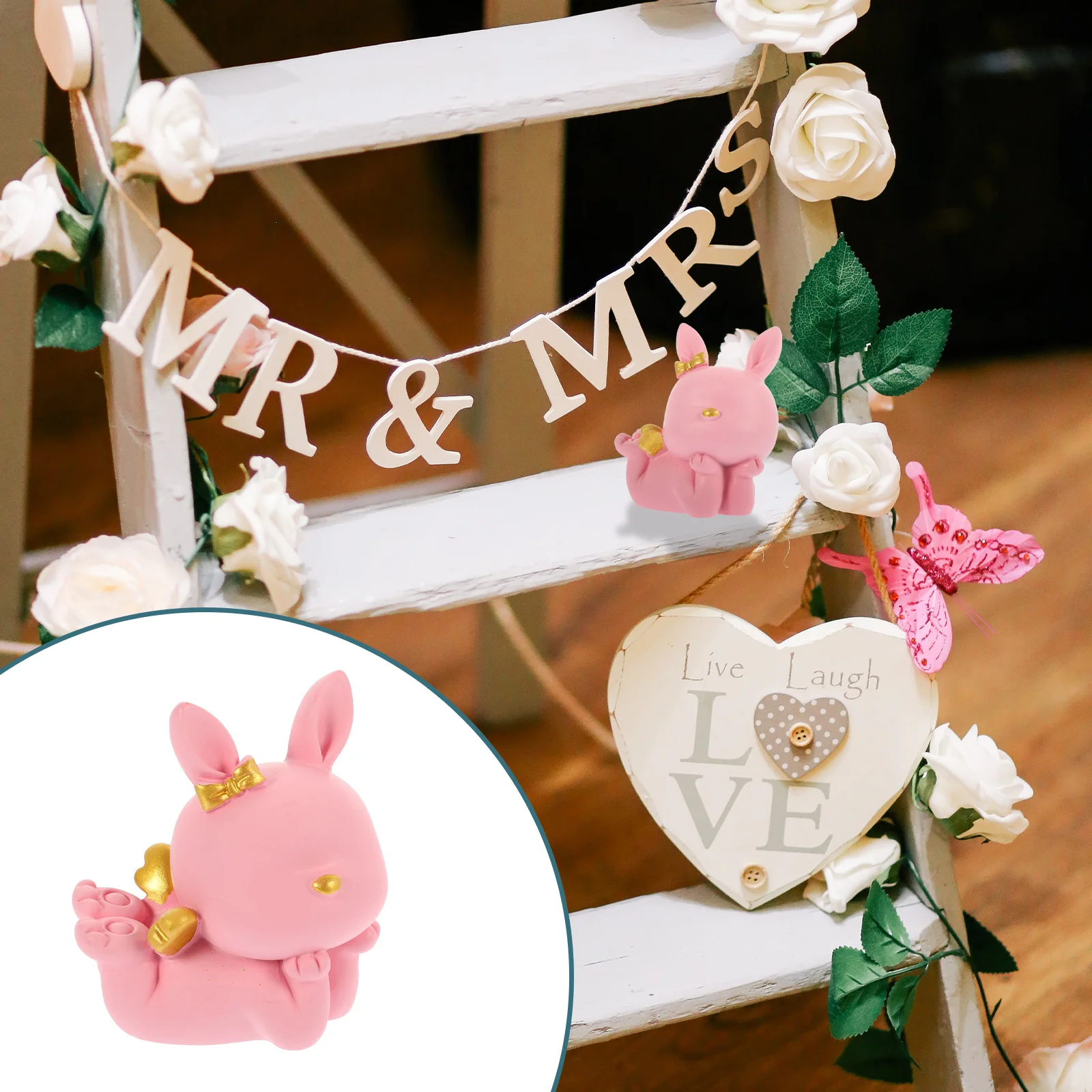 

Rabbit Bunny Figurine Zodiac Resin Figurines Miniature Statue Figure Chinese Animal Playset Cupcake Year Decorations New