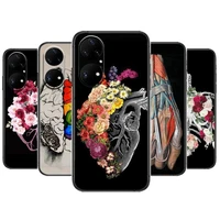 heart of nature human anatomy doctor phone case for huawei p50 p40 p30 p20 10 9 8 lite e pro plus black etui coque painting hoes