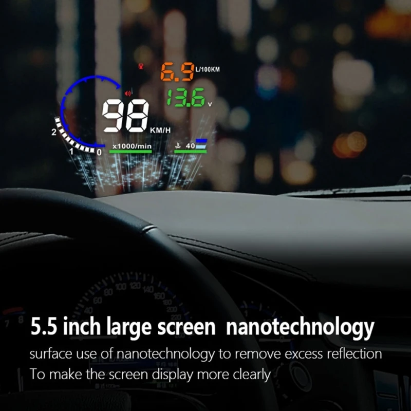 Автомобильный HUD дисплей спидометр проектор сигнализация о превышении скорости