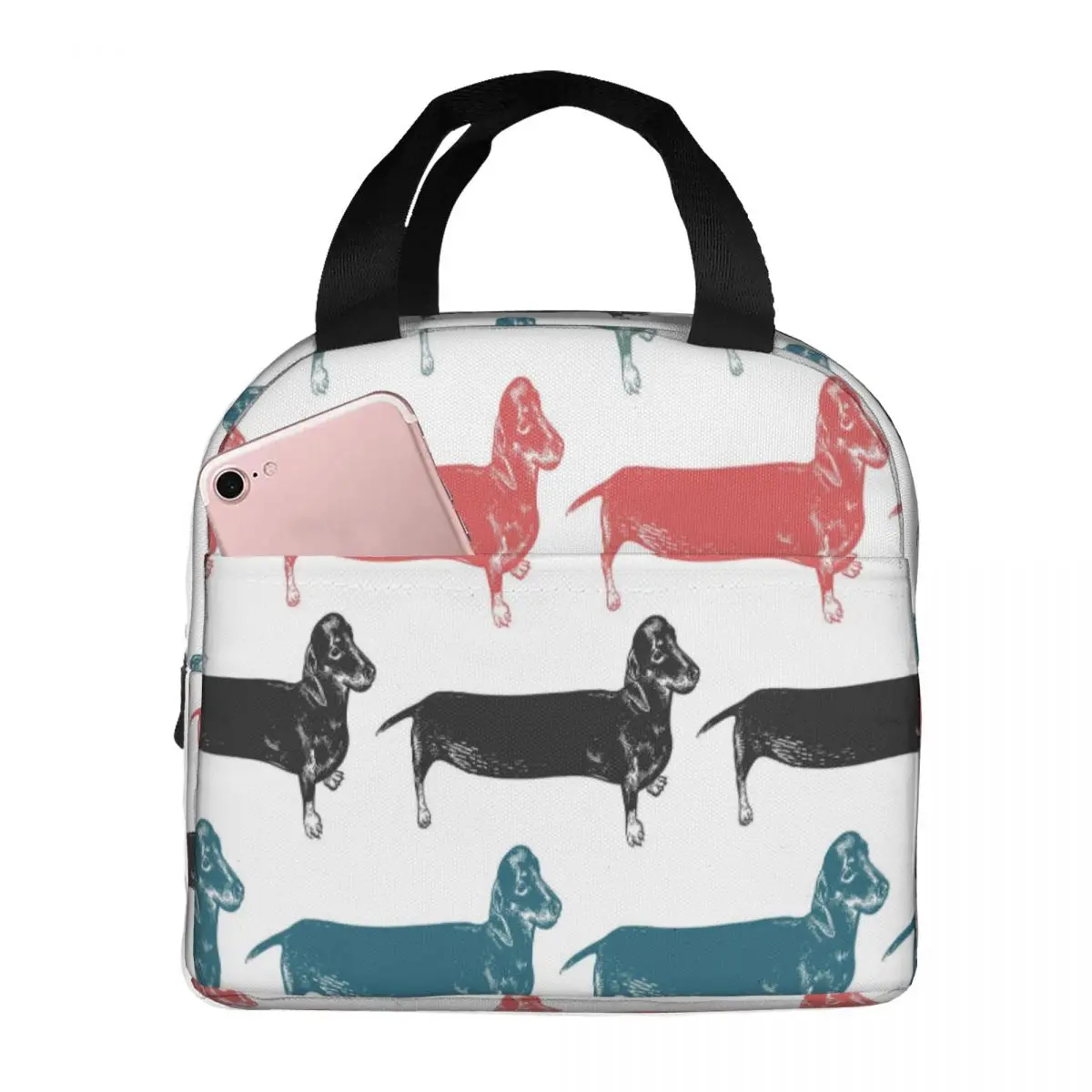 

Dachshunds Long Dogs Cute Puppies Lunch Bag Portable Insulated Thermal Cooler Bento Lunch Box Tote Picnic Storage Bag Pouch