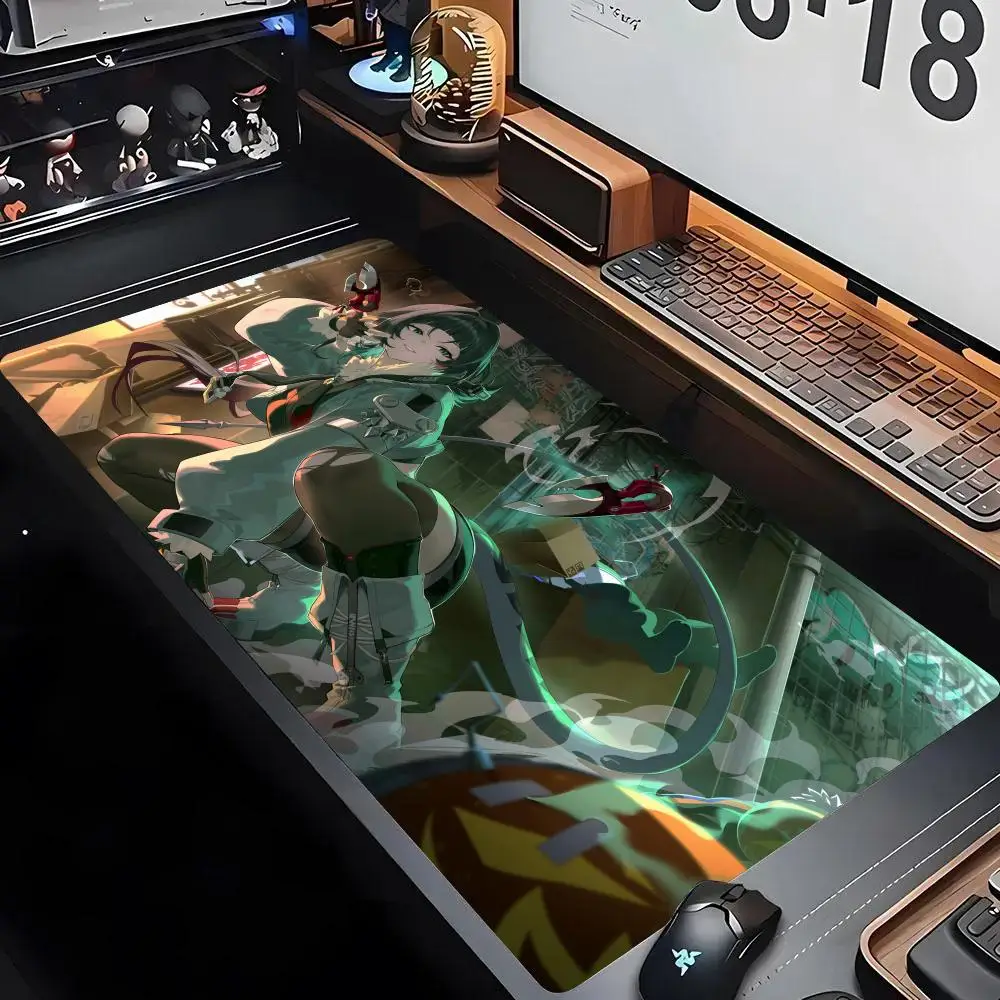 XXL 90X40CM Kawaii Anime Girl Jane Doe Коврик для мыши Game Zenless Zone Zero Большой резиновый нескользящий
