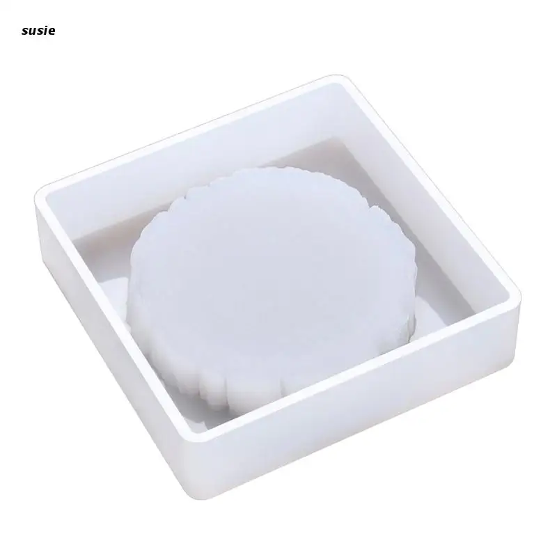 

X7YA Multifunction Tree Ring Coaster Silicone Mold Vintage Square Tray Resin Mold DIY