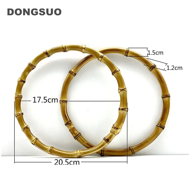 Large round Bamboo Handle Purse circle Handles Handbag Handle for Bag Making Purse Handle Replacement O Shape a Pair 20.5cm 24cm