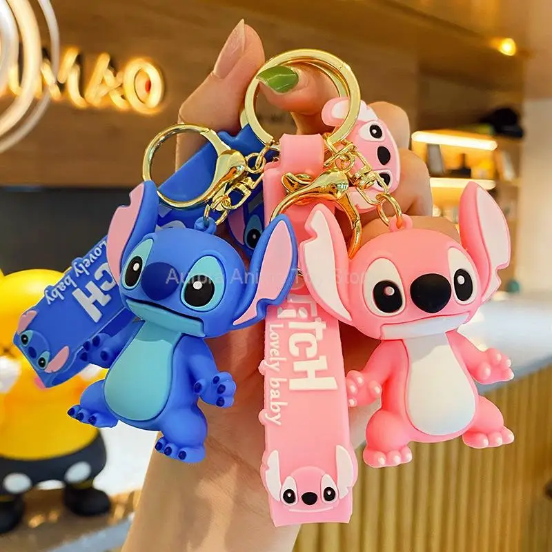 

New Anime Disney Keychain Cartoon Mickey Mouse Minnie Lilo & Stitch Cute Doll Keyring Ornament Key Chain Pendant Kids Toys Gift