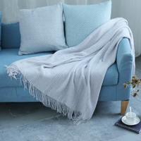 scandinavian literature and art pinstripe knitted sofa blanket air conditioning blanket bed decoration plain nap blanket